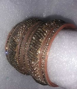 Sparkling Rose Gold Bangles Set