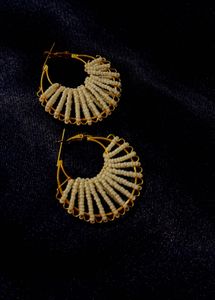 Elegant Beaded Hoop Earrings