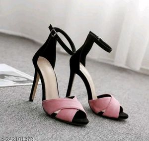 Stylish Pink &amp; Black Block Heels