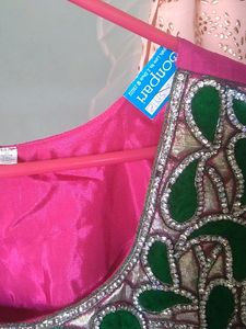 Pink &amp; Green Embellished Anarkali Dress