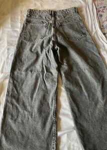 Zara Grey Wide Leg Denim Jeans