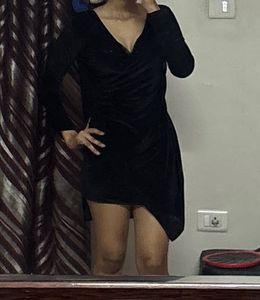 Black Velvet Wrap Dress