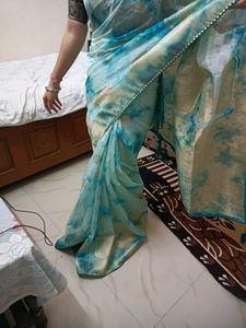 Stunning Blue Tie-Dye Saree
