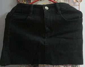 Black Denim Mini Skirt
