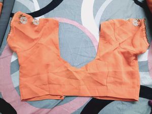 Orange and Grey Embroidered Saree