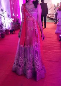 Brown and Red lehenga combo