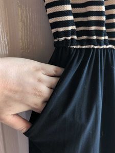 Striped Black &amp; Beige Jumpsuit
