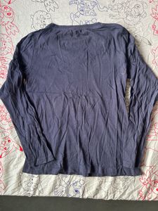 Navy Blue Graphic Print Long Sleeve Top