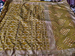 Elegant Mustard Bandhani Saree