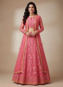 Pink Embroidered Indian Dress