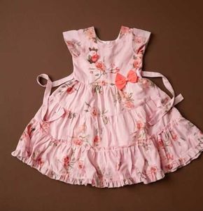 Girls  Pink Floral Ruffle Dress For 3 ro 4 years