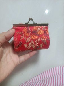 Vintage Red Floral Coin Pouch