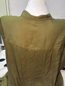 Olive Green Sleeveless Button-Up Top