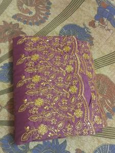 Elegant Embroidered Purple kurti material with dup