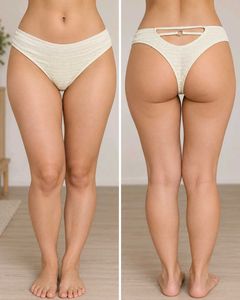 White Ruched Bikini Bottom – Size L