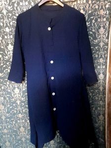 Navy Button-Down kurta indowestern