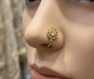 2 Gold Tone Nose Pin with Stone (Non pierced)