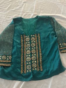 Embroidered Teal Ethnic Blouse