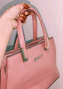 Chic Pink Faux Leather Handbag