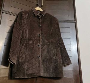 Oner Women Brown Corduroy Button-Down Coat