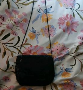 Sparkly Black Clutch with Gold Bow