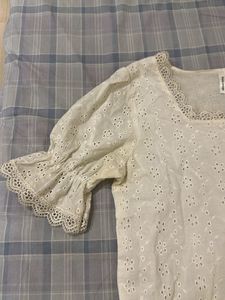 White Floral Eyelet Blouse