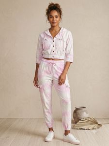 Tie-Dye Crop Jacket & Cargo Pants Set