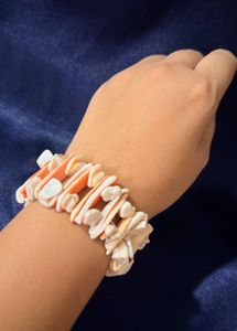 Peach White Natural Shell Bracelet