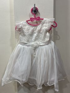 Elegant White Tulle Flower Girl Dress