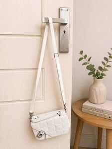 Elegant White Quilted Sling Bag for Women