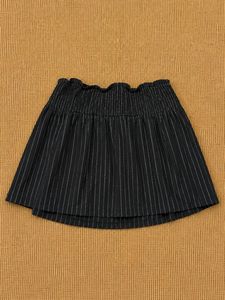 Black Crinkle Stripe Mini Skirt