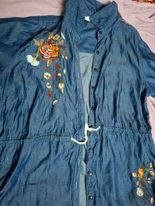 Embroidered Denim Dress