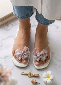 Chic Floral Bow Flip Flops