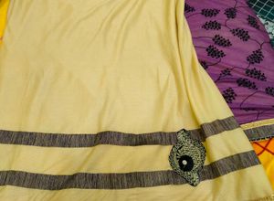 Elegant Butter Yellow Cotton Blend Saree