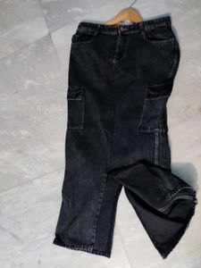 Brand new Long Charcol Cargo Denim Skirt