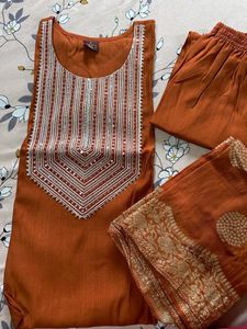 Orange Kurta Set with Dupatta