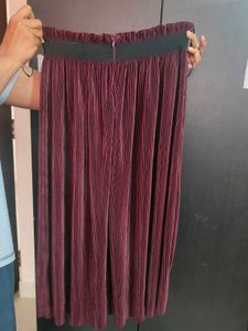 Maroon Pleated Midi Skirt
