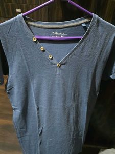 Men's Blue V-Neck T-Shirt