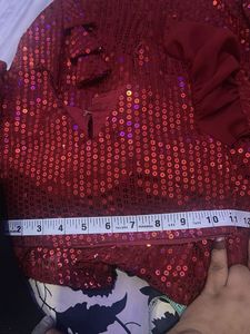 Sparkling Red Sequin Lehenga Set For Kids