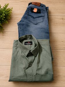 Men's Casual Shirt and Jeans Set