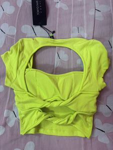 Neon Cut-Out Ribbed Crop Top