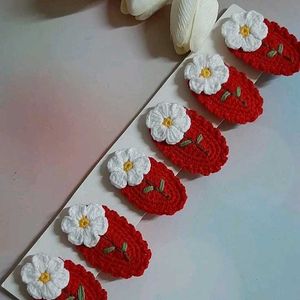 Handmade Crochet Flower Hair Clips ( 5 pairs)