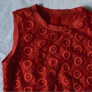 Red Floral Lace Cropped Tank