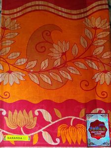 Vibrant Floral Print Pure Cotton Saree