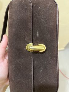 Dark Brown Clamshell Clasp Handbag