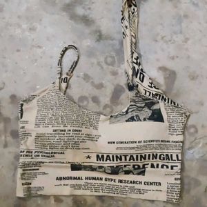 Newspaper Print Crop Top