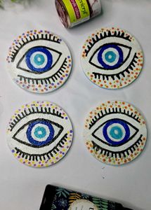 Evil Eye Hand-Painted Coasters (Set of 4)