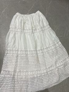 Elegant White Tiered Ethnic Skirt