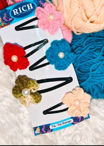 🔥 MEGA SALE OFFER 🔥 Crochet Flower Hair Clips