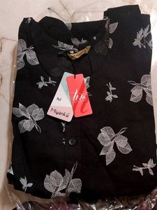 Miyanka Black Floral Print Kurta